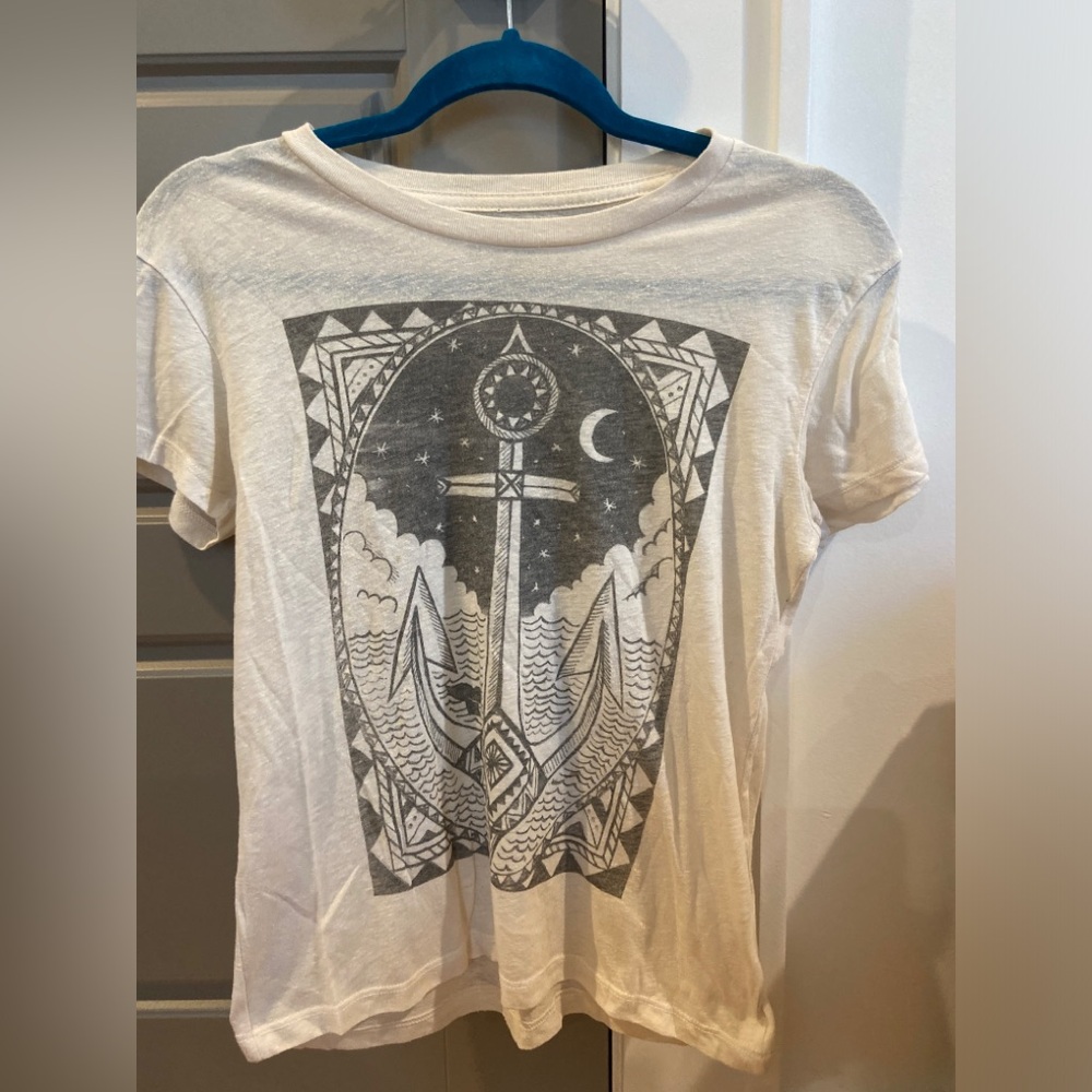 Graphic Anchor Print White T-Shirt